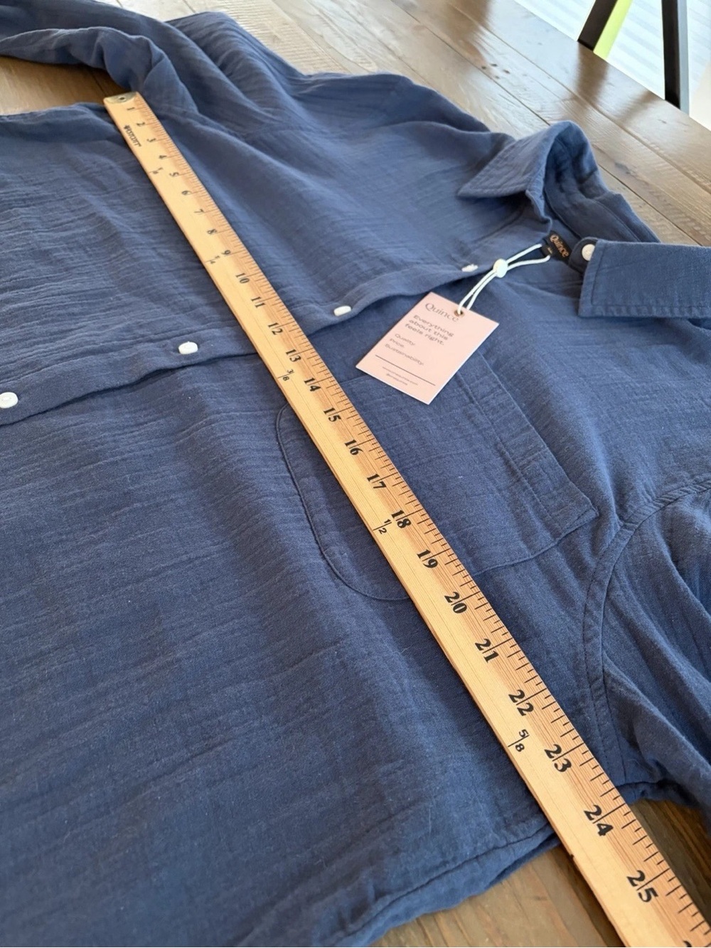 Quince Men's Dark Navy Long-Sleeve Button-Down Shirt - Picture 3 of 11
